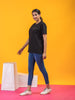 LYKCON Women's Premium Cotton Lycra Round Neck T-shirt - Black
