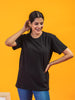LYKCON Women's Premium Cotton Lycra Round Neck T-shirt - Black