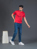Men Soft Polyester  Red Printed Tshirt Premium Soft Fabric- "Focus"