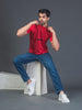 Men Soft Polyester  Red Printed Tshirt Premium Soft Fabric- "Focus"
