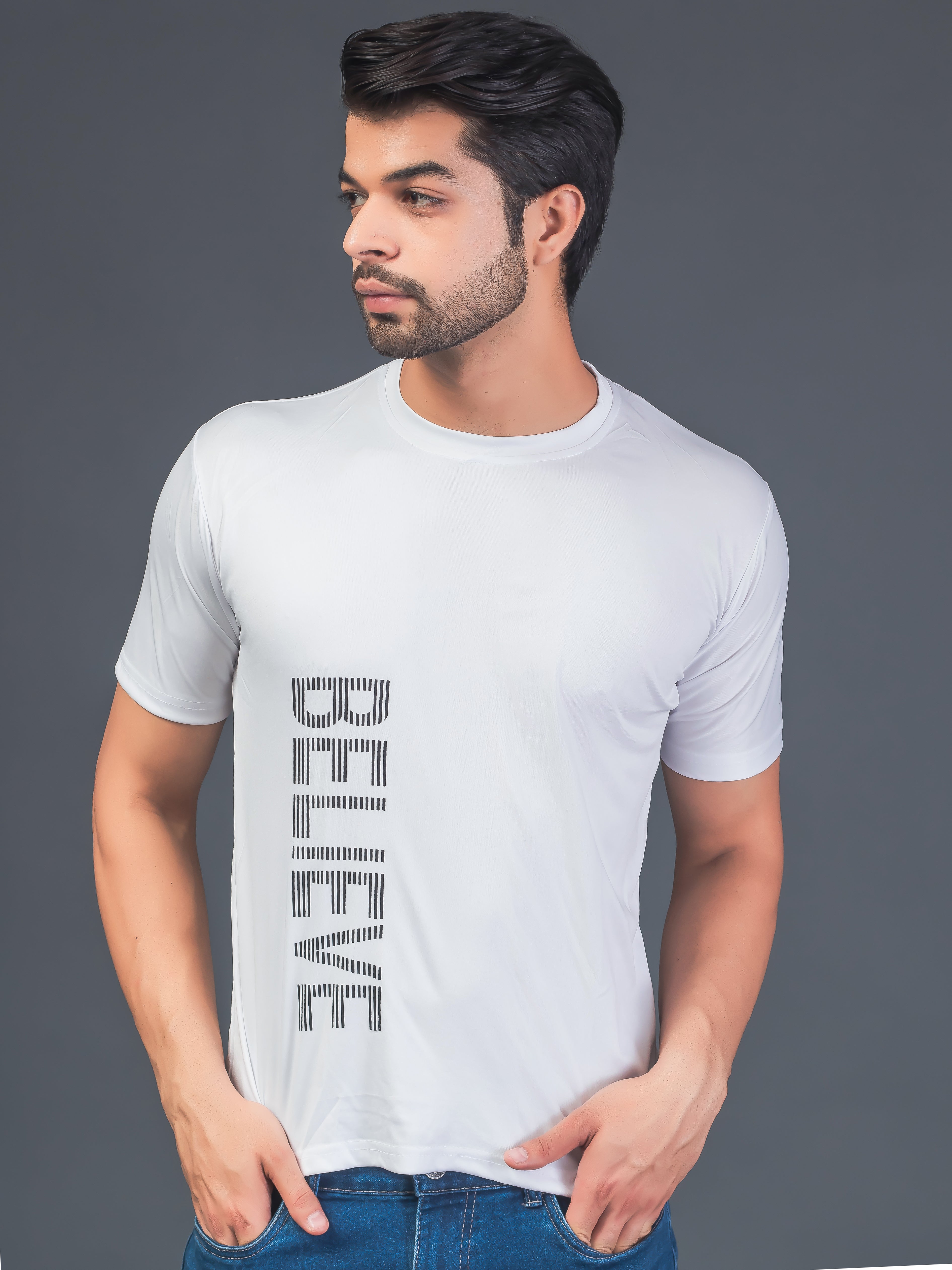 Men Soft Polyester White  Printed Tshirt Premium Soft Fabric- "Believe"