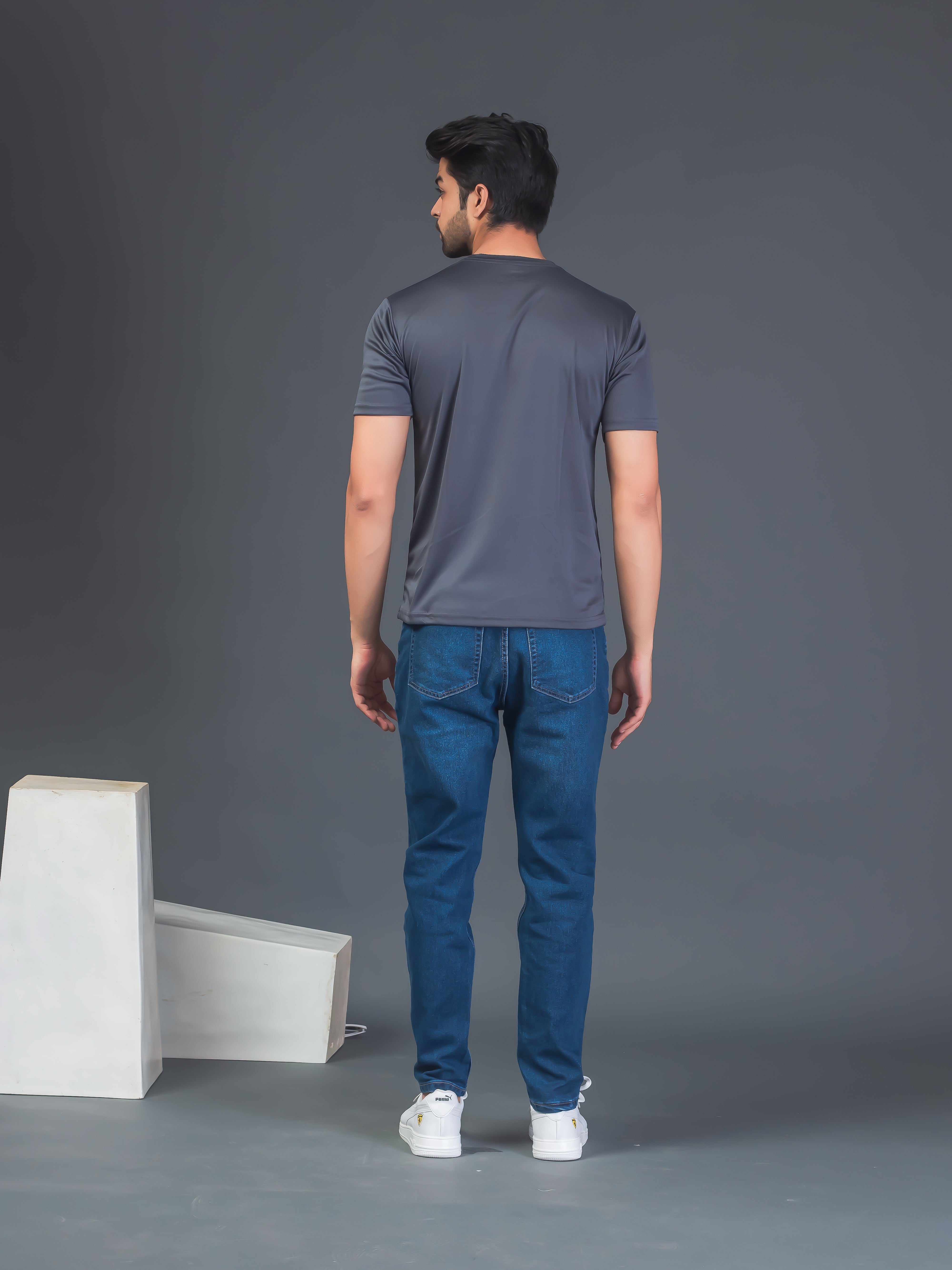 Men Soft Polyester Dark Grey Printed Tshirt Premium Soft Fabric- "Limited Edition"