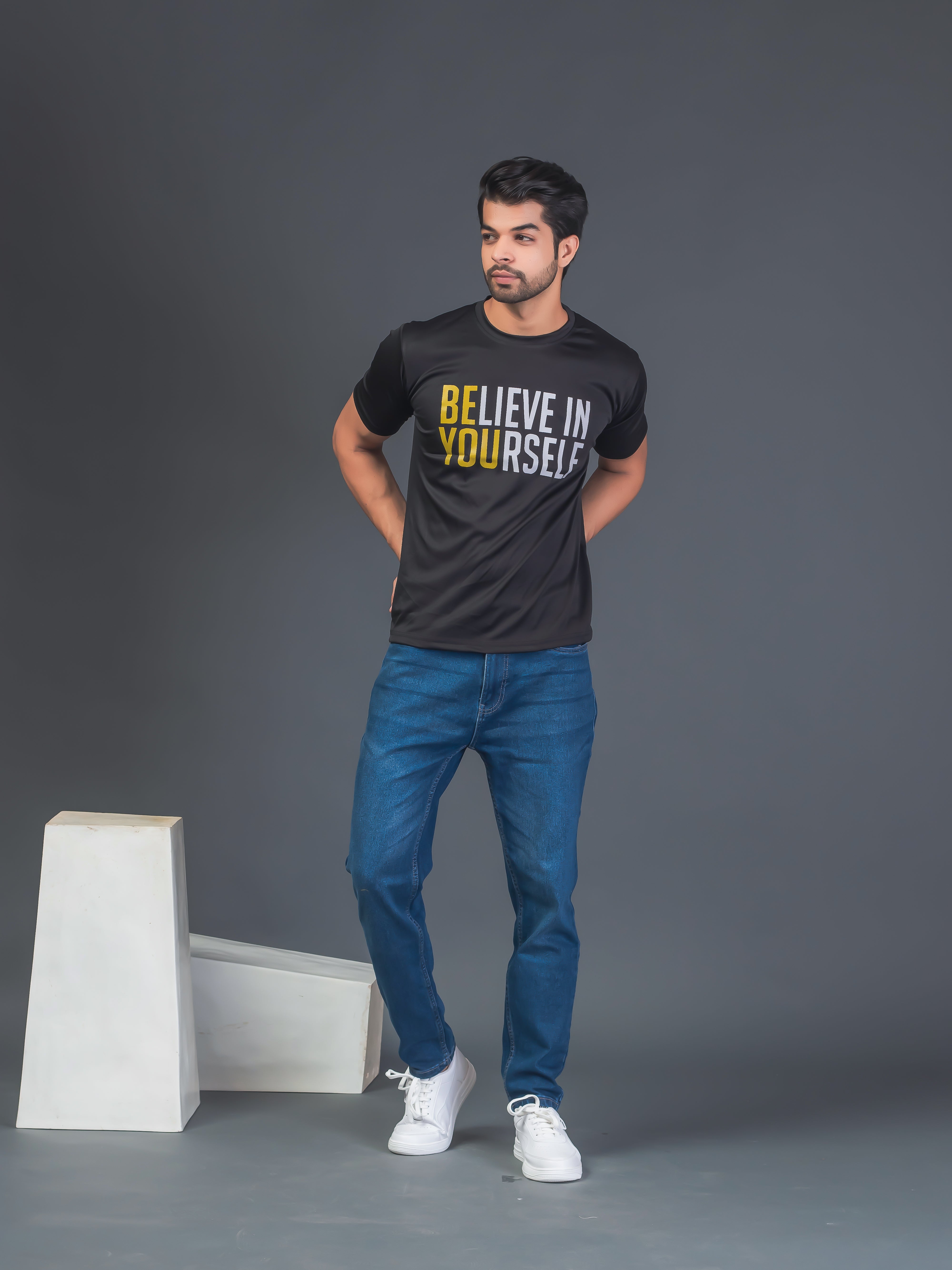 Men Soft Polyester  Red Printed Tshirt Premium Soft Fabric- "Focus"