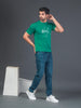 Men Soft Polyester Teal Green  Printed Tshirt Premium Soft Fabric- "Relax"