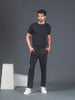 "DynamicFlex Men's Black 4-Way Lycra Track Pants: Unleash Your Movement"