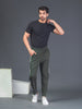 "DynamicFlex Men's Army Green 4-Way Lycra Track Pants: Unleash Your Movement"