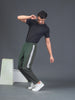 "DynamicFlex Men's Army Green 4-Way Lycra Track Pants: Unleash Your Movement"