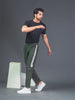 "DynamicFlex Men's Army Green 4-Way Lycra Track Pants: Unleash Your Movement"