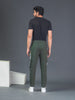 "DynamicFlex Men's Army Green 4-Way Lycra Track Pants: Unleash Your Movement"
