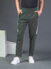 "DynamicFlex Men's Army Green 4-Way Lycra Track Pants: Unleash Your Movement"