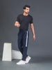 "DynamicFlex Men's Navy Blue 4-Way Lycra Track Pants: Unleash Your Movement"