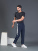 "DynamicFlex Men's Navy Blue 4-Way Lycra Track Pants: Unleash Your Movement"
