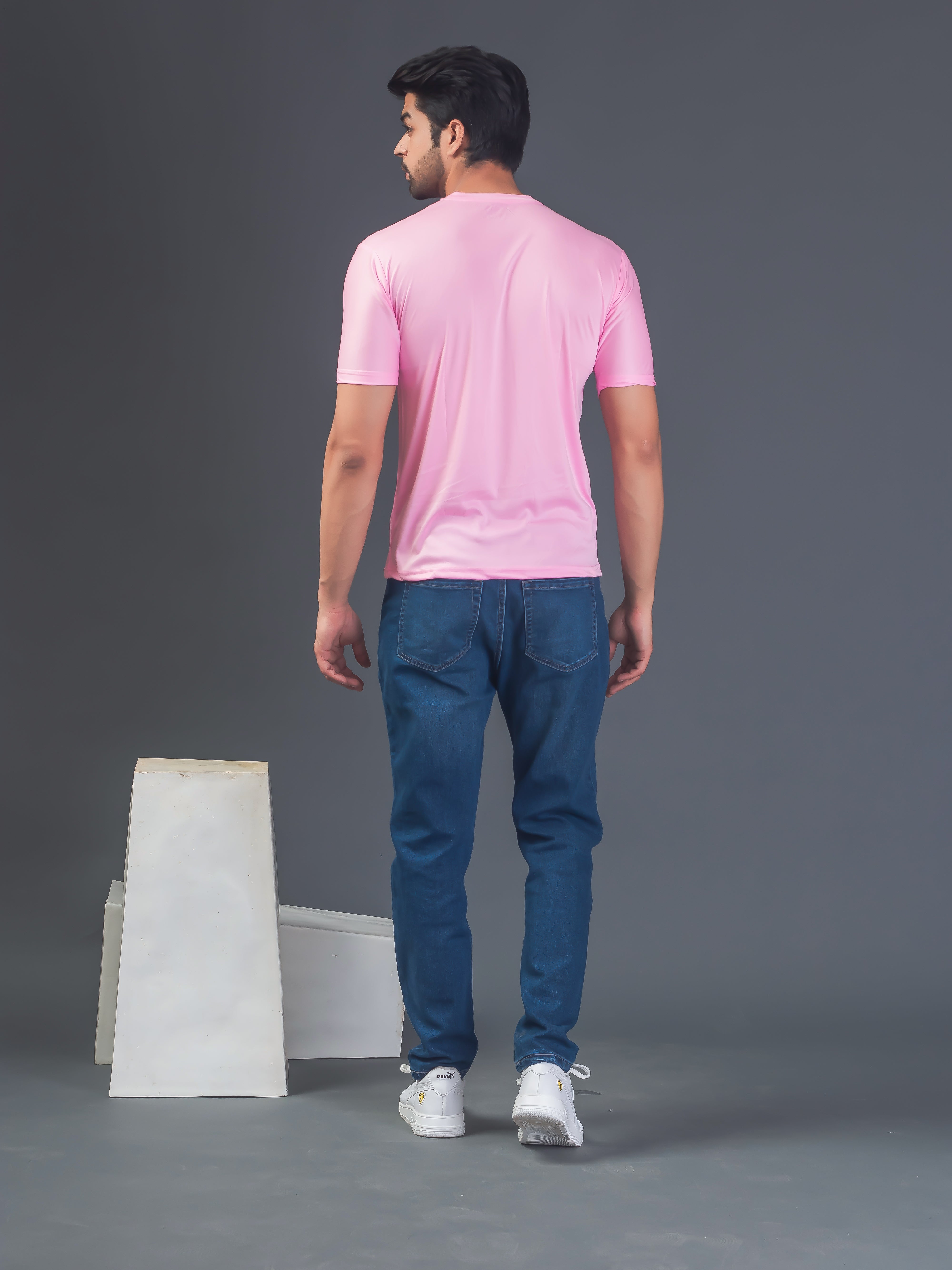 Men Soft Polyester Pink  Printed Tshirt Premium Soft Fabric- "Positive"