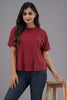Lykcon Women's Premium Rapid Dry High Low T-shirt-Maroon