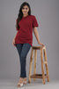 Lykcon Women's Round Neck Premium Cotton T-Shirt- Maroon