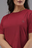 Lykcon Women's Premium Rapid Dry High Low T-shirt-Maroon