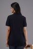Lykcon Women's Polo Neck Premium Cotton T-Shirt: Navy Blue