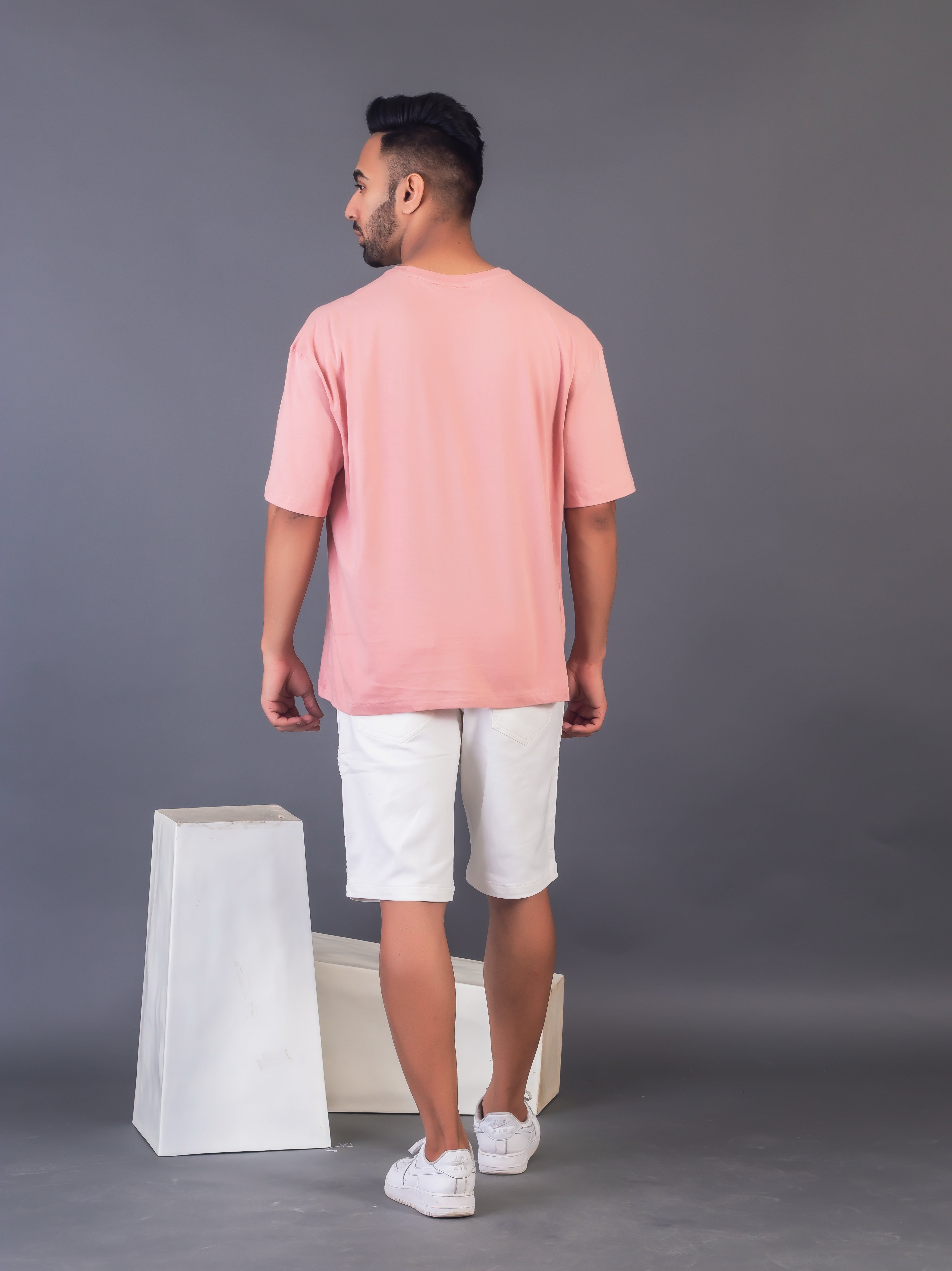 LYKCON Men's Cotton Lycra Oversized T-shirt - Onion Pink