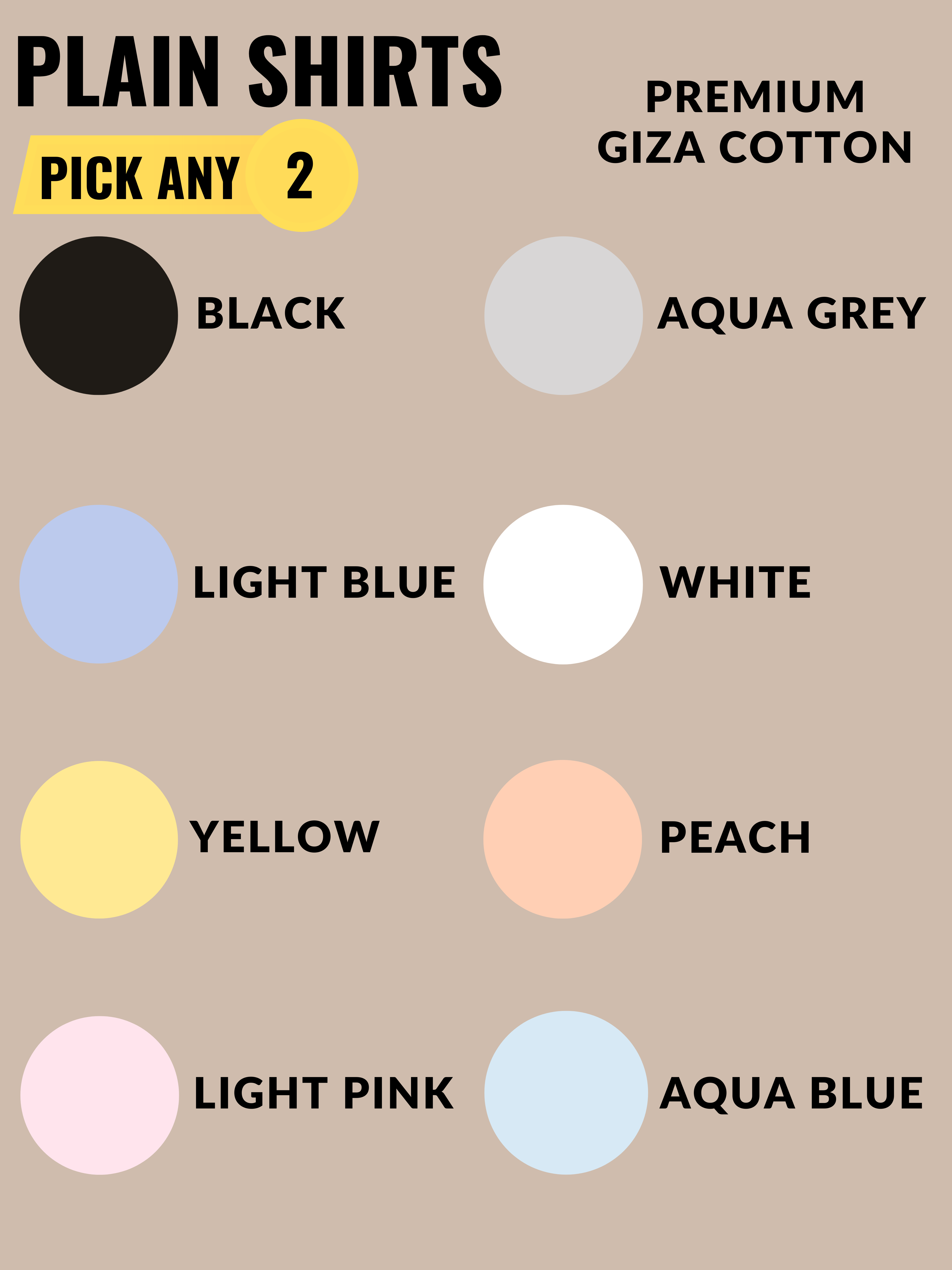 Men's Full Sleeves Plain Shirt Premium Giza Cotton :  Pick Any 2