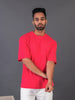 LYKCON Men's Cotton Lycra Oversized T-shirt - Fuschia Pink