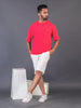 LYKCON Men's Cotton Lycra Oversized T-shirt - Fuschia Pink