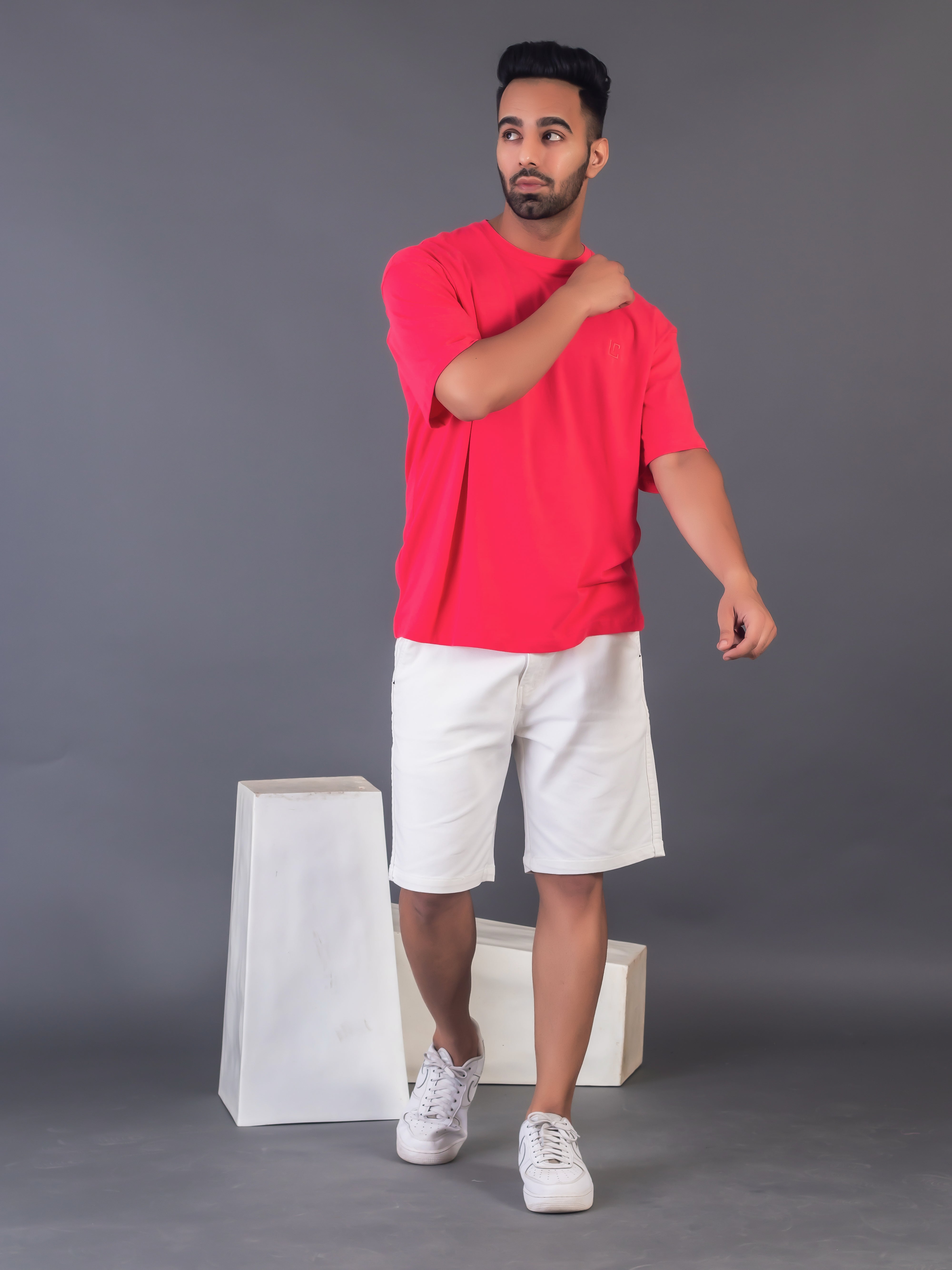 LYKCON Men's Cotton Lycra Oversized T-shirt - Fuschia Pink