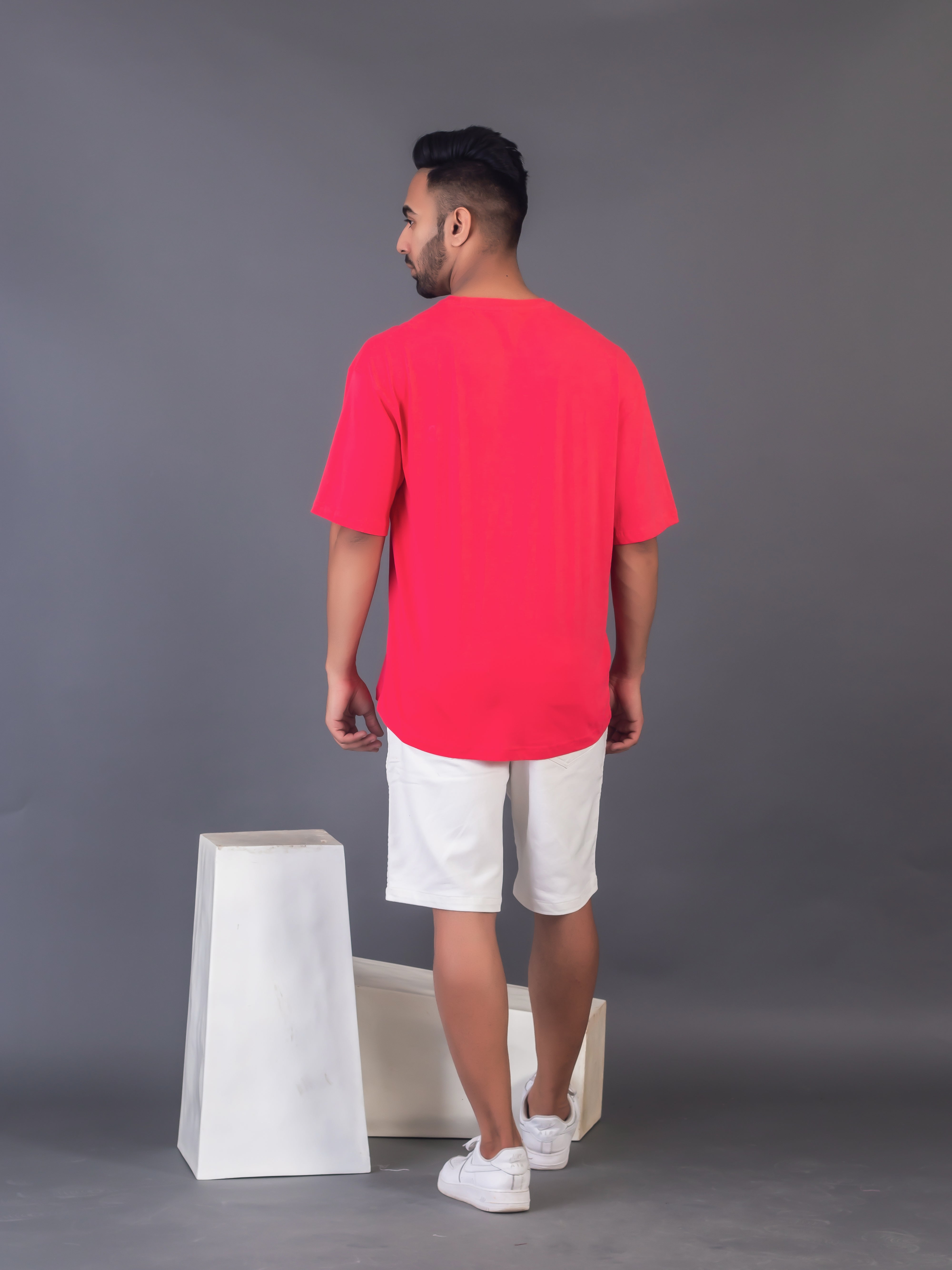 LYKCON Men's Cotton Lycra Oversized T-shirt - Fuschia Pink