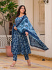Lykcon Floral Elegance: Cotton Flared Kurta with Pant & Dupatta