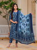Lykcon Floral Elegance: Cotton Flared Kurta with Pant & Dupatta