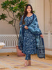 Lykcon Floral Elegance: Cotton Flared Kurta with Pant & Dupatta