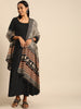 Elegant Black Cotton A-Line Kurta Set with Printed Dupatta – Empire Fit