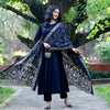 Elegant Black Cotton A-Line Kurta Set with Printed Dupatta – Empire Fit