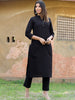 Sleek Solitude: Black Mandarin Collar Kurti with High Slit