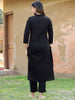 Sleek Solitude: Black Mandarin Collar Kurti with High Slit