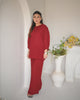 Crimson Comfort: Rayon Two-Piece Dress Set – Lykcon