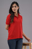 Lykcon Men's Polo Neck Premium Cotton T-Shirt-Red