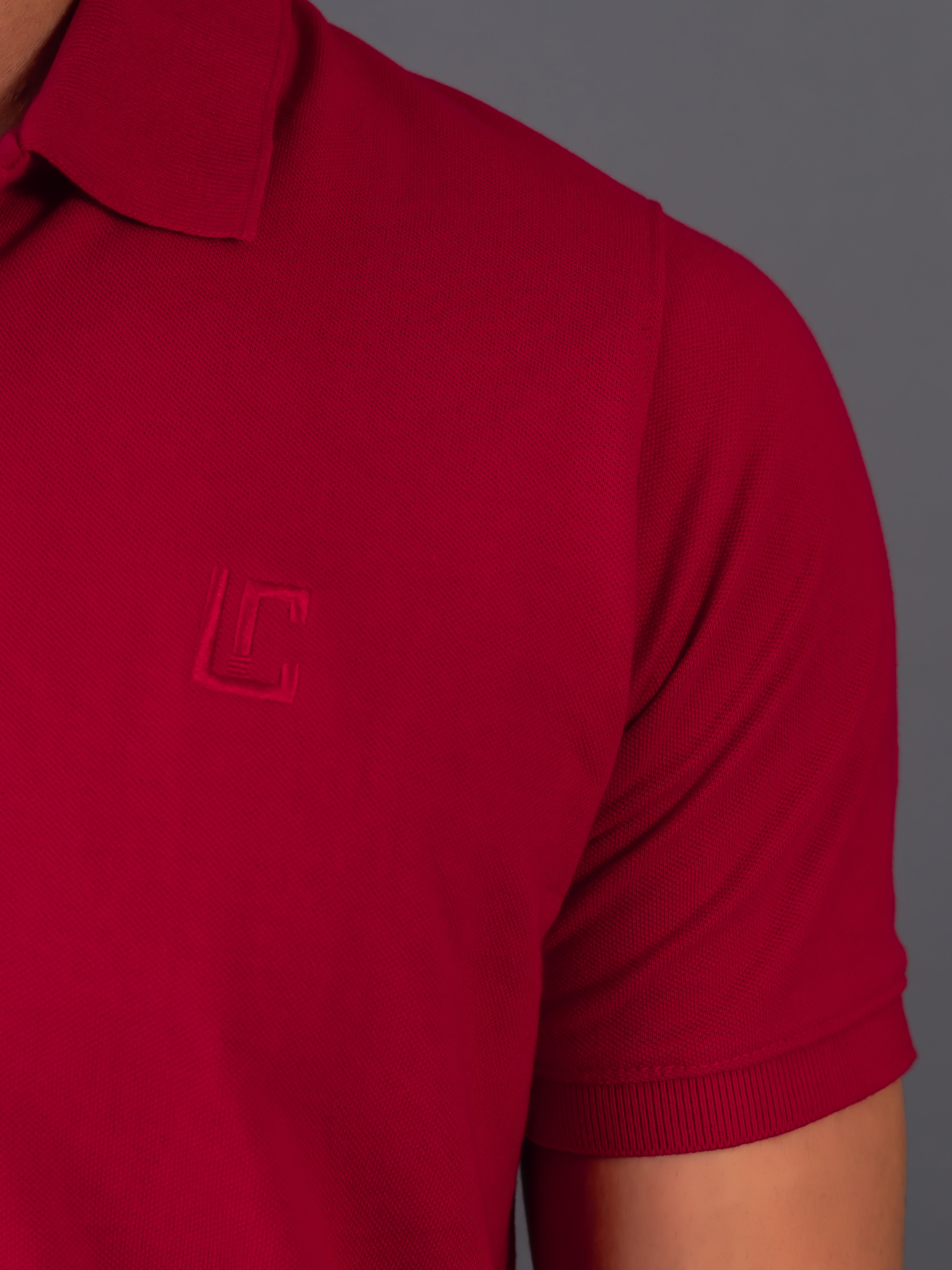 Lykcon Men's Polo Neck Premium Cotton T-Shirt-Red