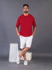LYKCON Men's Cotton Lycra Oversized T-shirt - Red