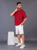 LYKCON Men's Cotton Lycra Oversized T-shirt - Red