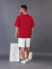 LYKCON Men's Cotton Lycra Oversized T-shirt - Red