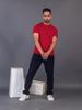 Lykcon Men's Round Neck Premium Cotton T-Shirt- Maroon