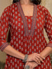 Majestic Maroon: Block Printed Aline Kurta Pant Dupatta Set