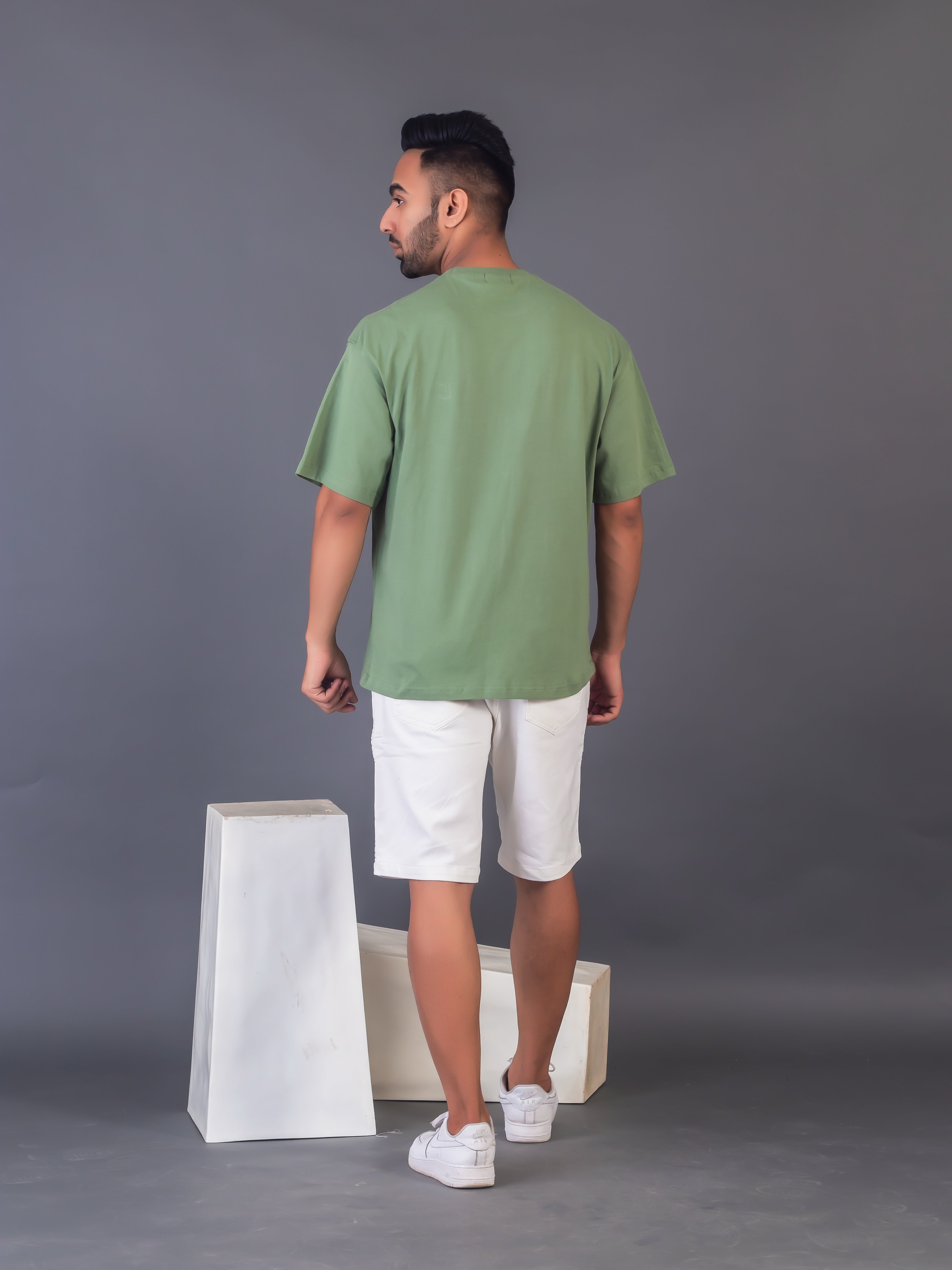 LYKCON Men's Cotton Lycra Oversized T-shirt - Warm Green