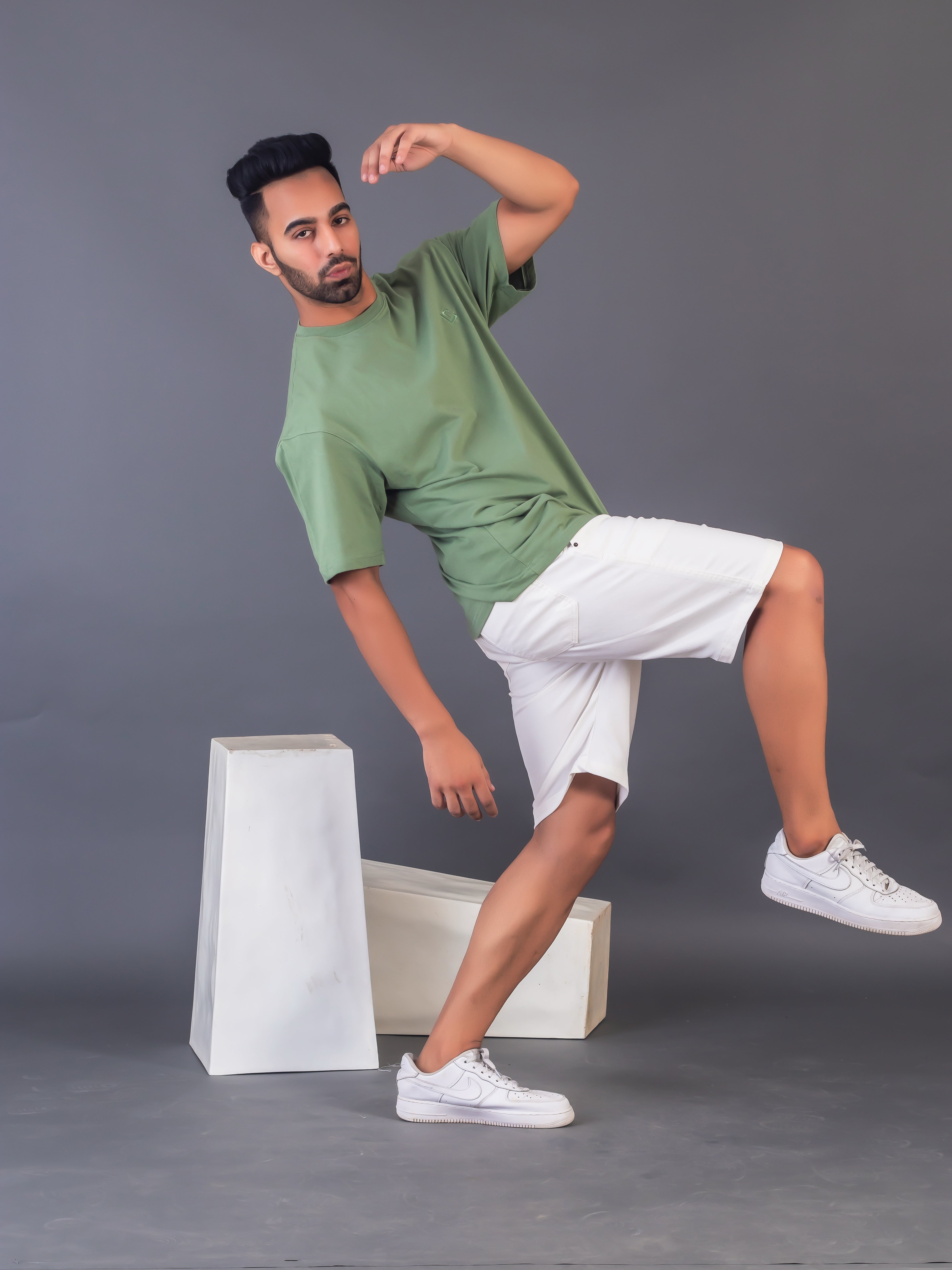 LYKCON Men's Cotton Lycra Oversized T-shirt - Warm Green