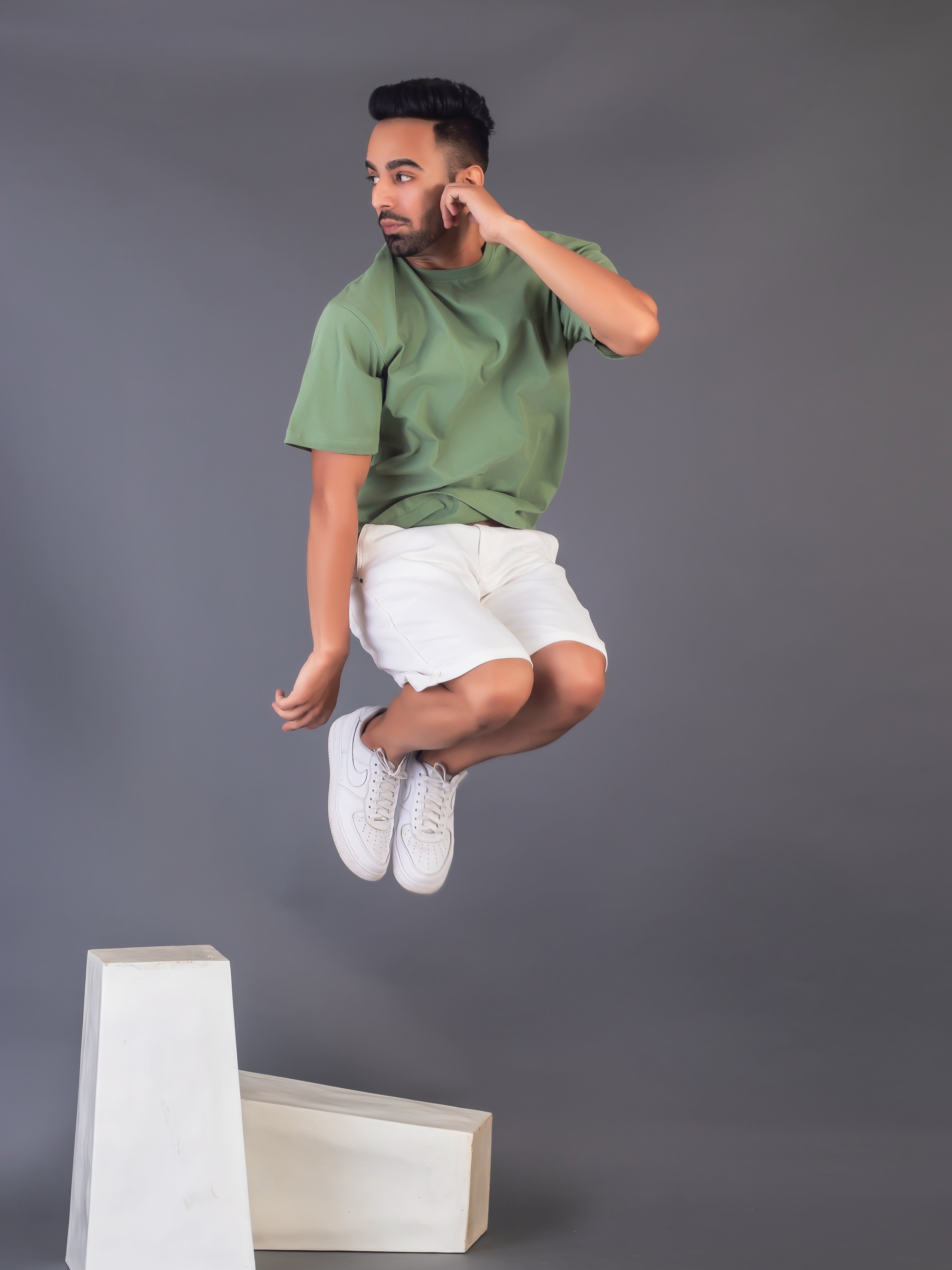 LYKCON Men's Cotton Lycra Oversized T-shirt - Warm Green