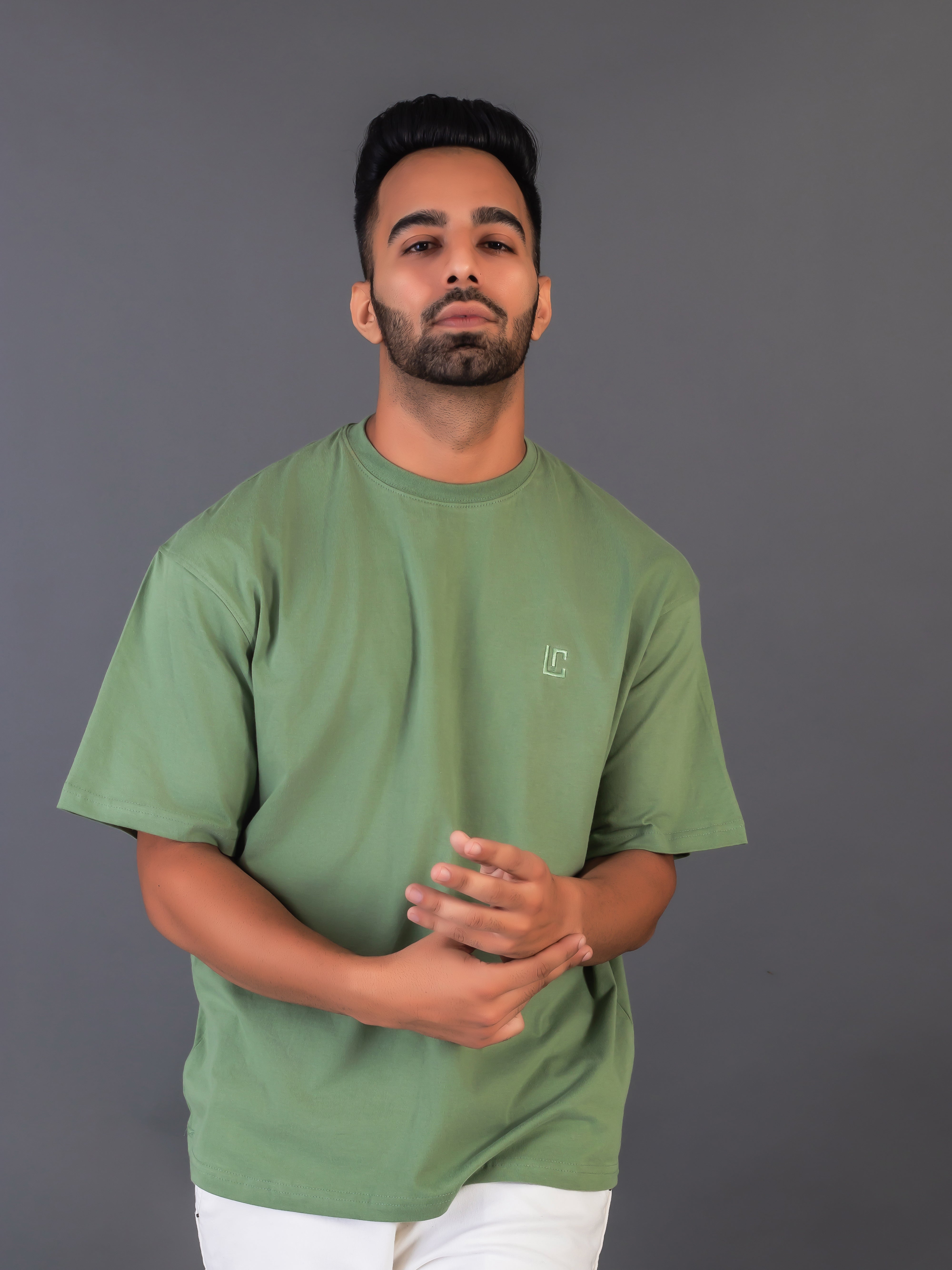 LYKCON Men's Cotton Lycra Oversized T-shirt - Warm Green