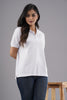Lykcon Women's Polo Neck Premium Cotton T-Shirt- Solid White