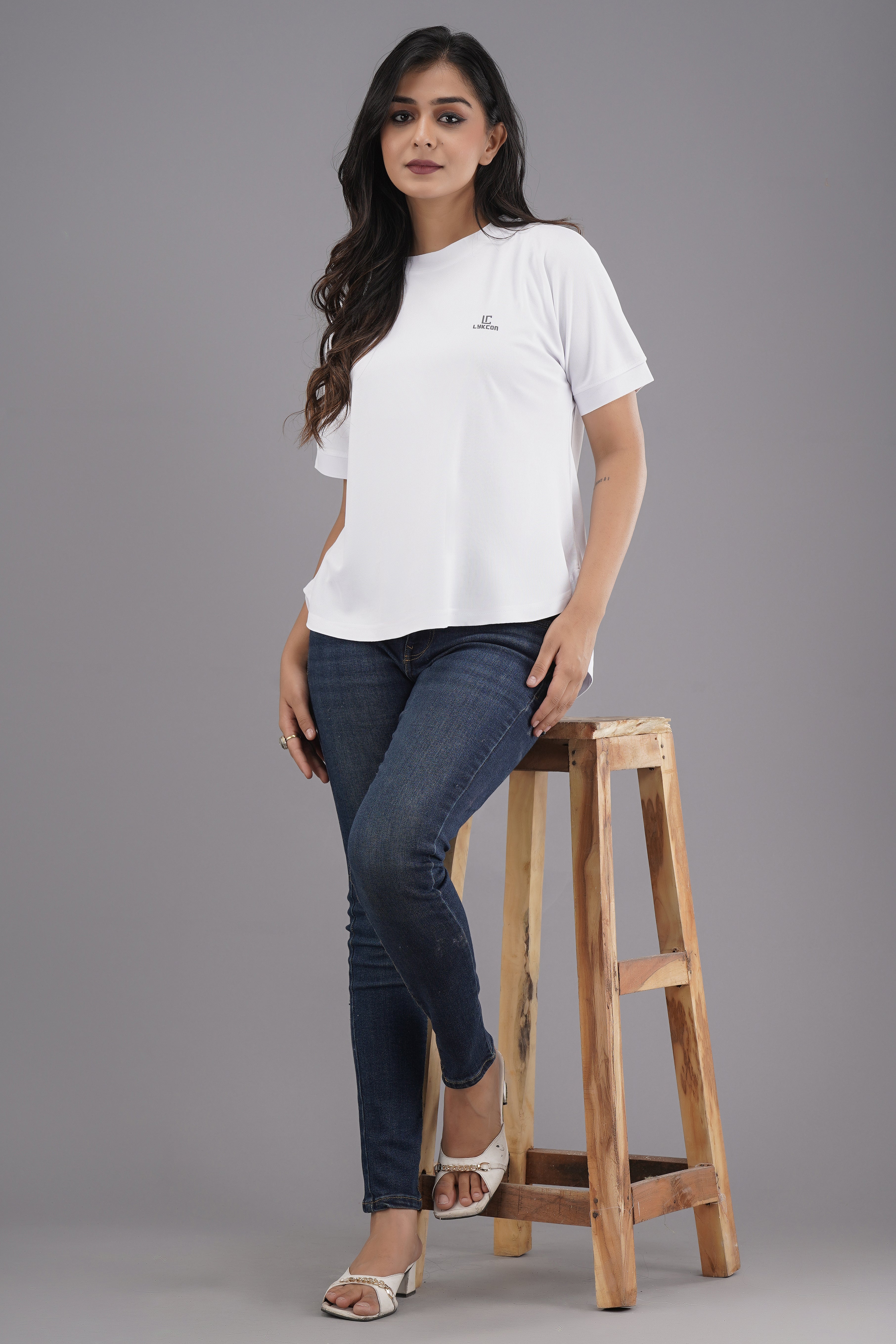 Lykcon Women's Premium Rapid Dry High Low T-shirt-White
