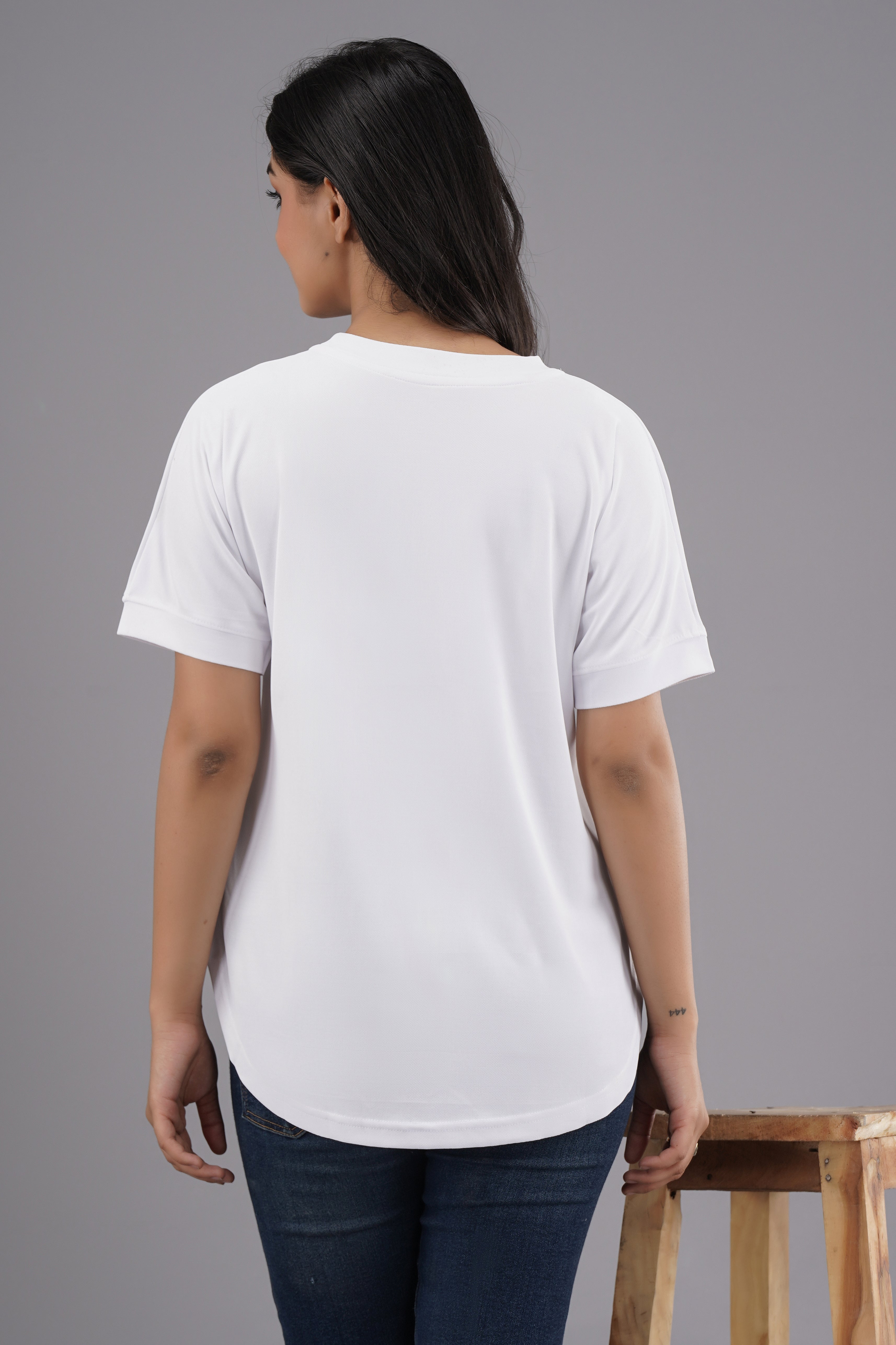 Lykcon Women's Premium Rapid Dry High Low T-shirt-White