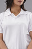 Lykcon Women's Polo Neck Premium Cotton T-Shirt- Solid White